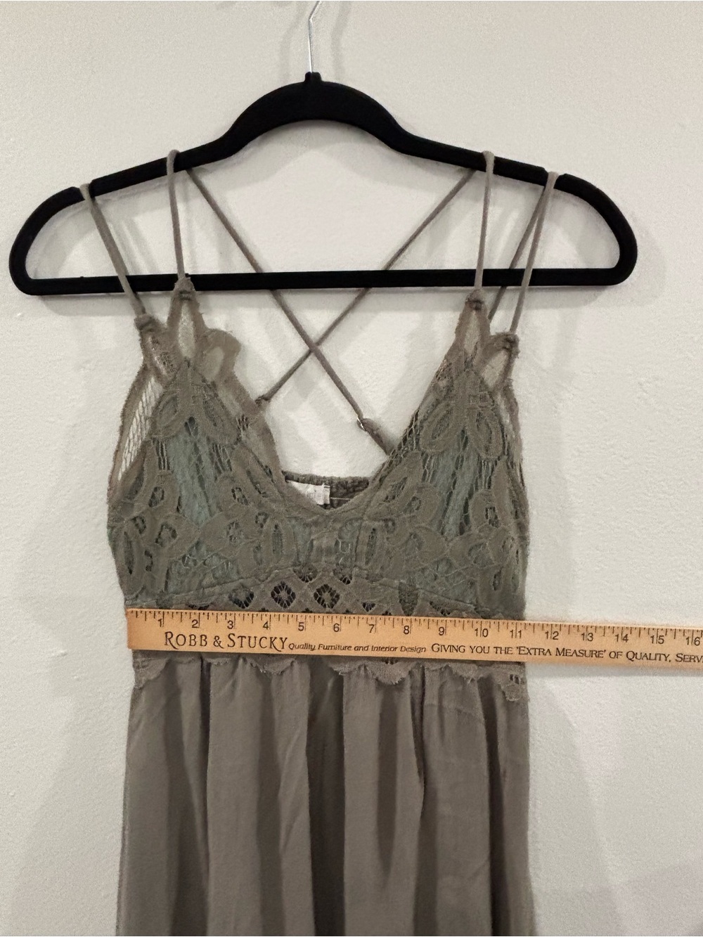 LA MIEL Olive Green Lace-Trim High-Low Slip Dress - Picture 6 of 14